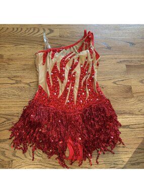 GLAMOUR COSTUMES RED TAP JAZZ COMPETITION COSTUME XL CHILD